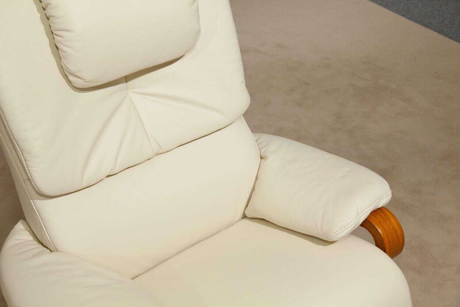 himolla - Sessel 8038 Leder Beige Mit Hocker - 4
