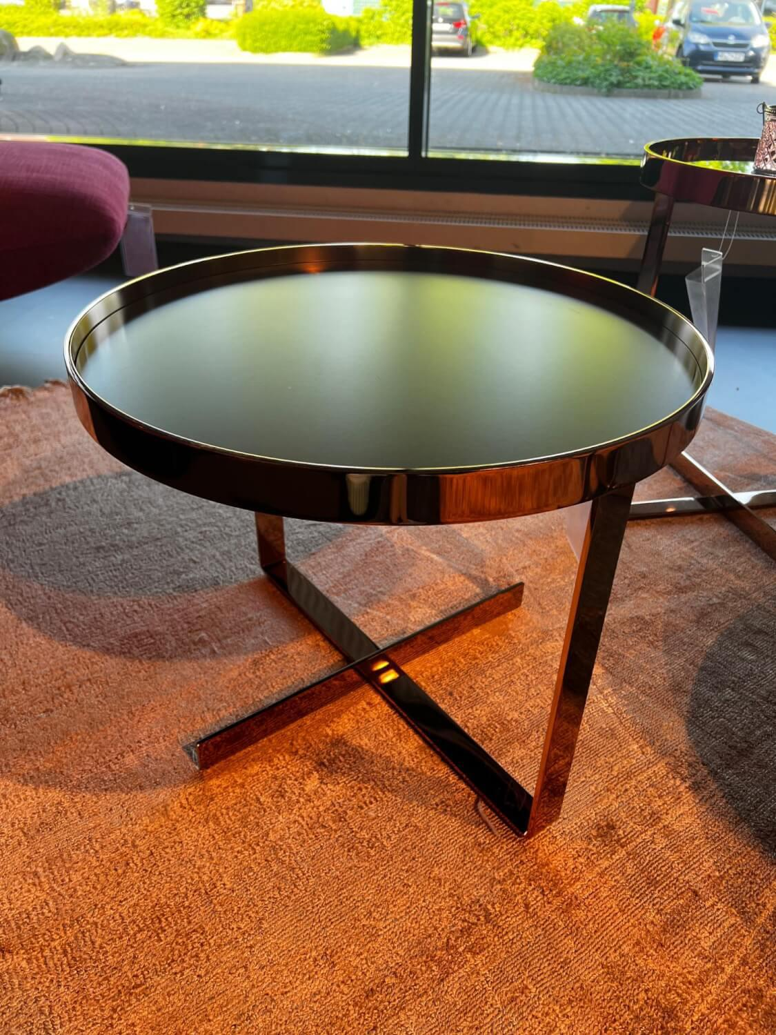 Christine Kröncke - Couchtisch Cross 409 Einlegeplatte Schwarzstahl Matt Schutzlackiert Gestell Metall Rose - 2