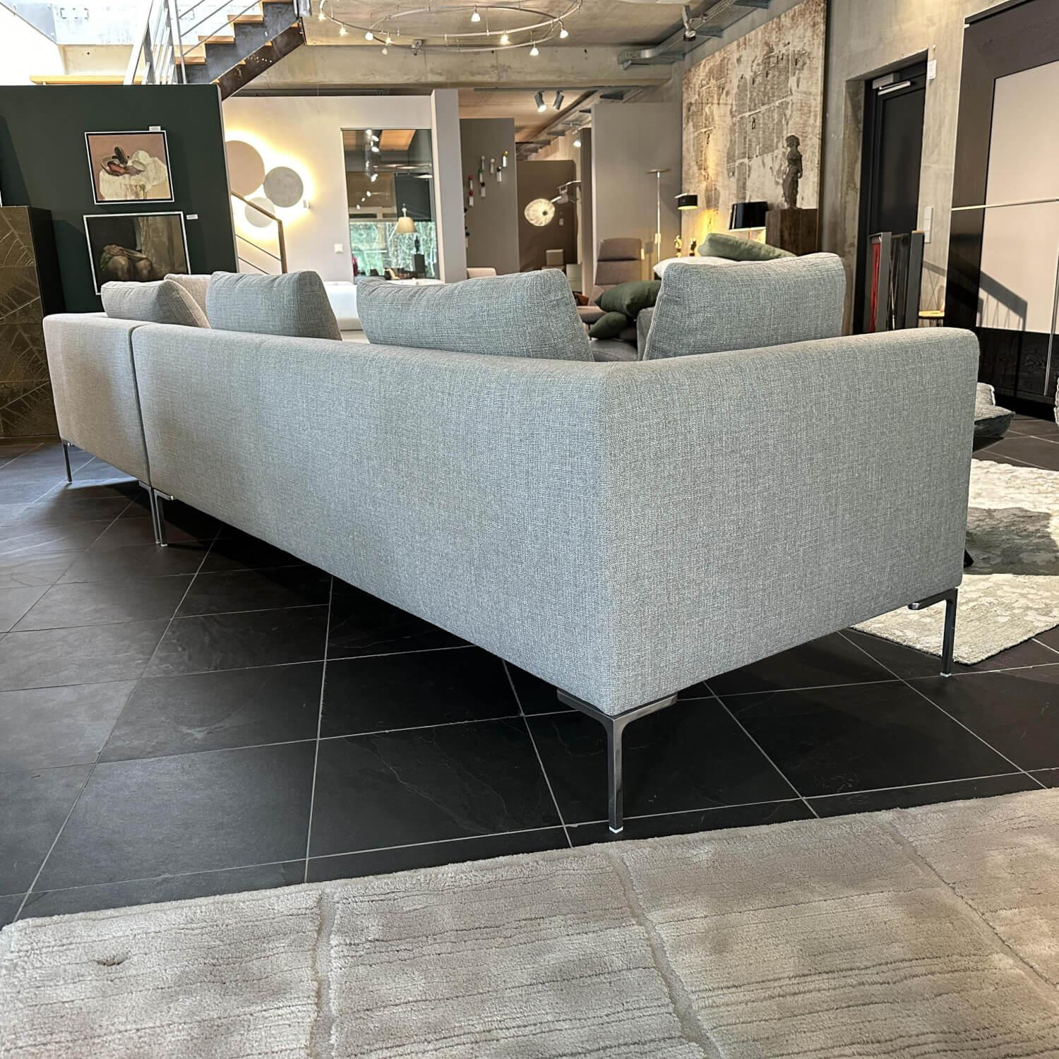 B&B Italia - Ecksofa Charles Stoff Esopo 2522151 Hellgrau Füße Aluminium Poliert mit Kissen - 6