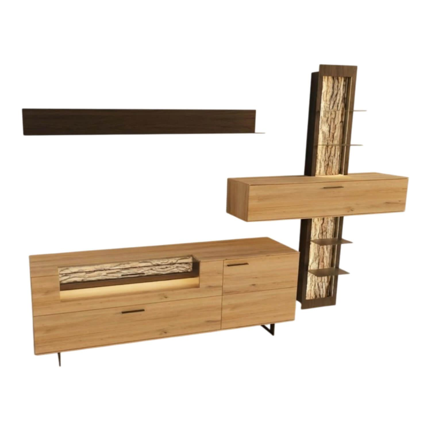 Hartmann - Wohnwand Runa Kerneiche Natur Massiv Gebürstet - 1