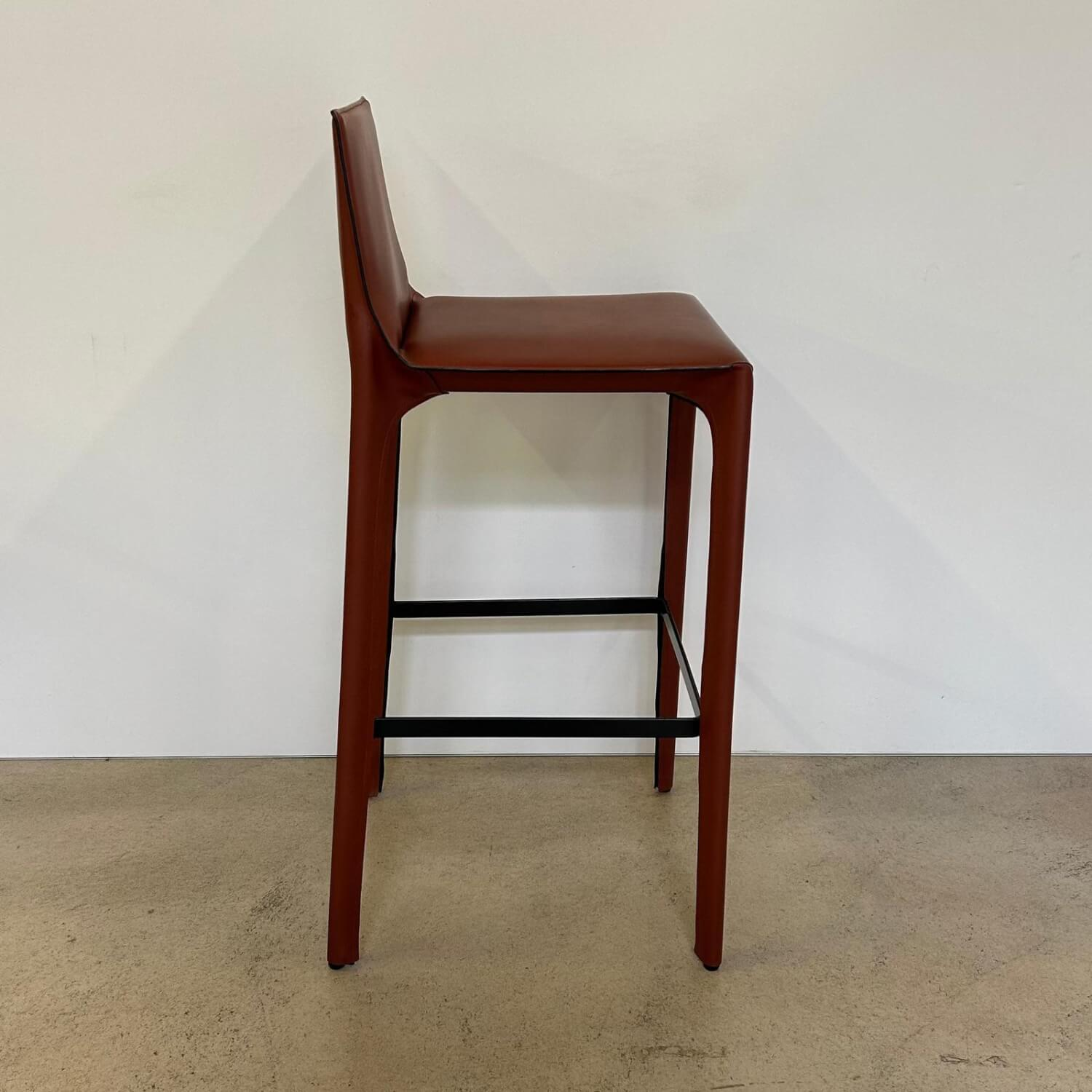 Walter Knoll - Barhocker Saddle Chair 1248 Leder Saddle Sherry Braun Fußstütze Stahl Schwarz Mit Kunststoffgleitern - 2
