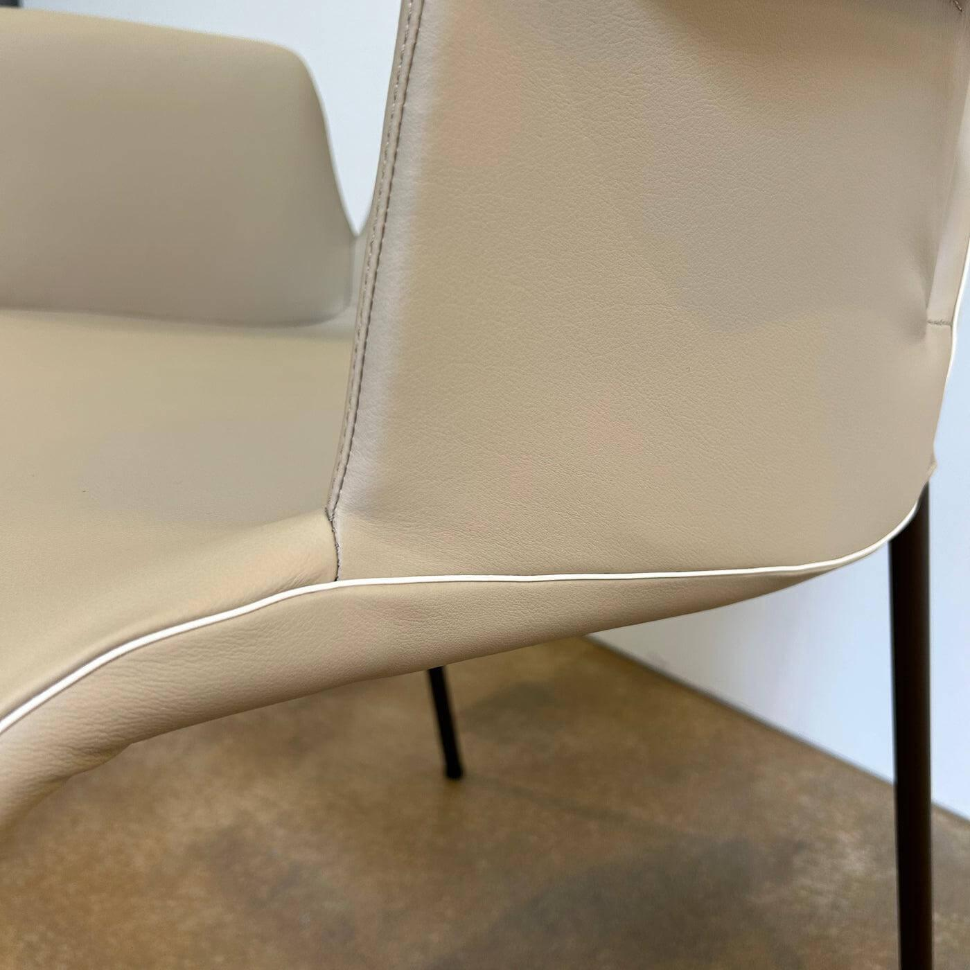 Walter Knoll - Armlehnstuhl Liz 1314 Leder Ascot Pearl Beige Gestell Bronze Schwarz Matt Hoher Rücken - 3