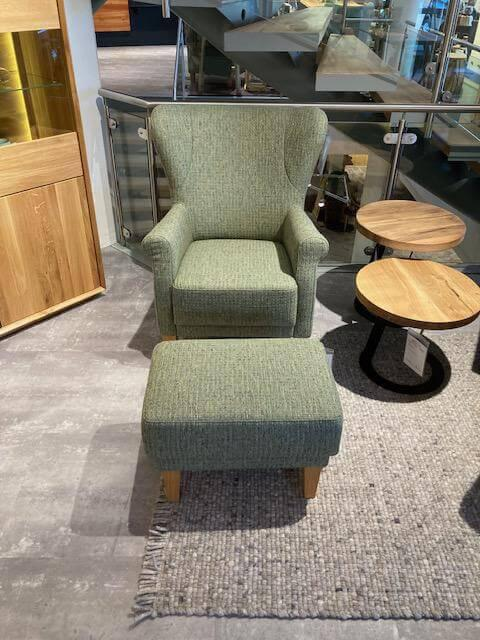 DFM - Sessel Nick Stoff Marinet 55 Green Grün mit Hocker - 5
