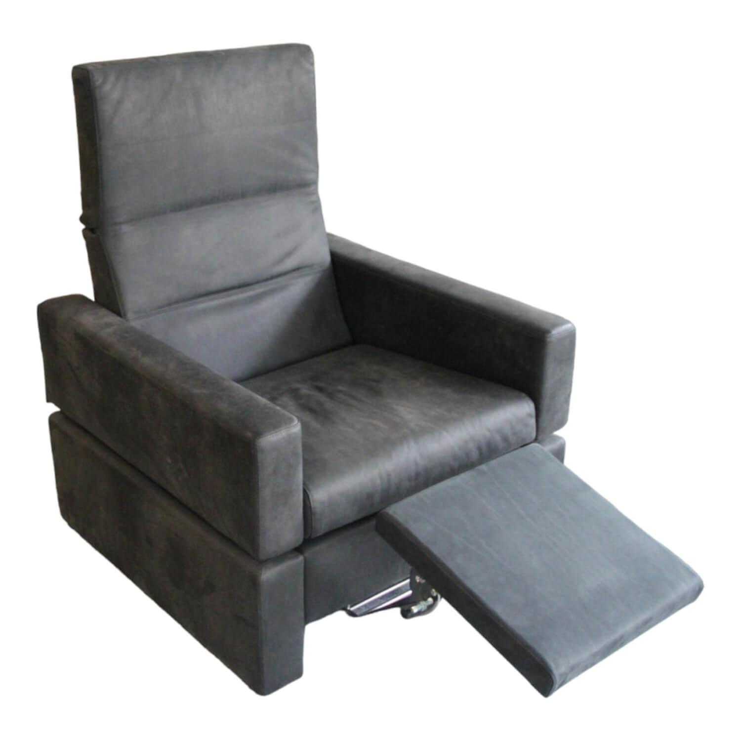 Sessel Tomo Leder Glove 5625 10 Grau Füße Metall Verchromt Mit Fußstütze
