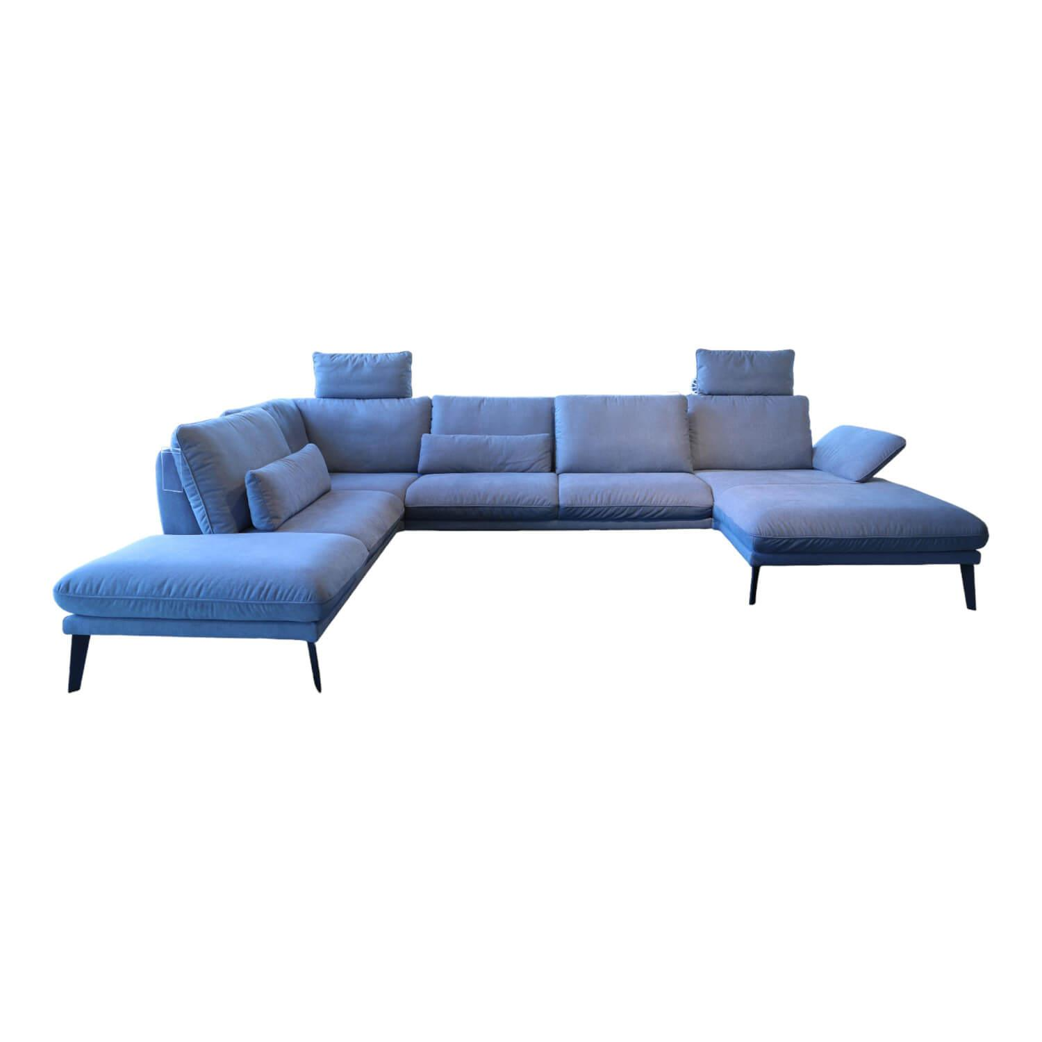 Contur - Ecksofa Co Vieste Bezug 0565 51 Ice Blue Quaderfuß 0681 Metall Schwarz Struktur - 1