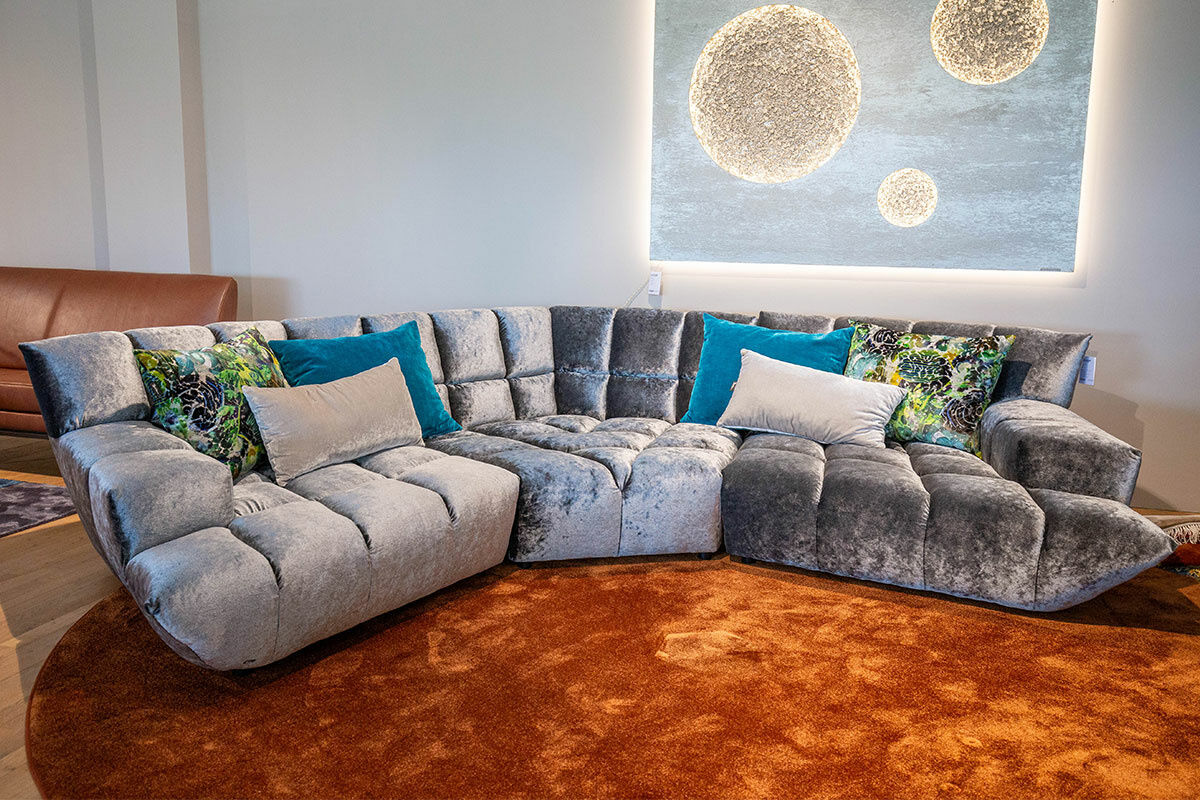 Bretz - Wohnlandschaft Cloud7 Stoff 662085 Happy Velvet Silberschimmer mit 6 Kissen - 4