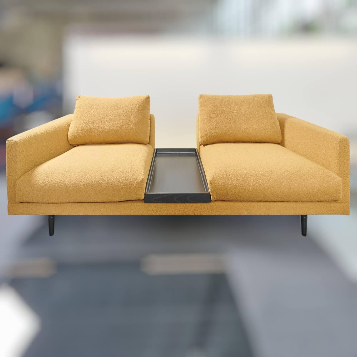 Bielefelder Werkstätten - Garnitur Long Island 2/75 Stoff Promise JA1629/040 Gelb mit Tisch und Anbauelement - 10