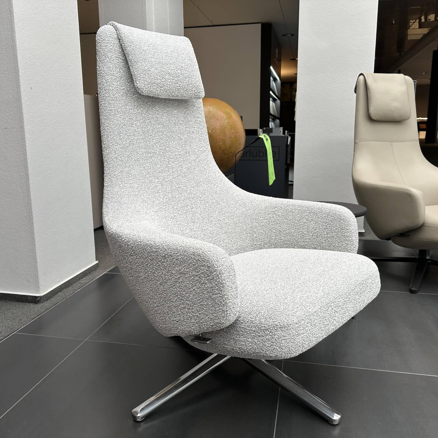 Vitra - Sessel Repos 210 746 00 Stoff Nubia F100 Creme Sierragrau Grau Gestell Poliert - 4