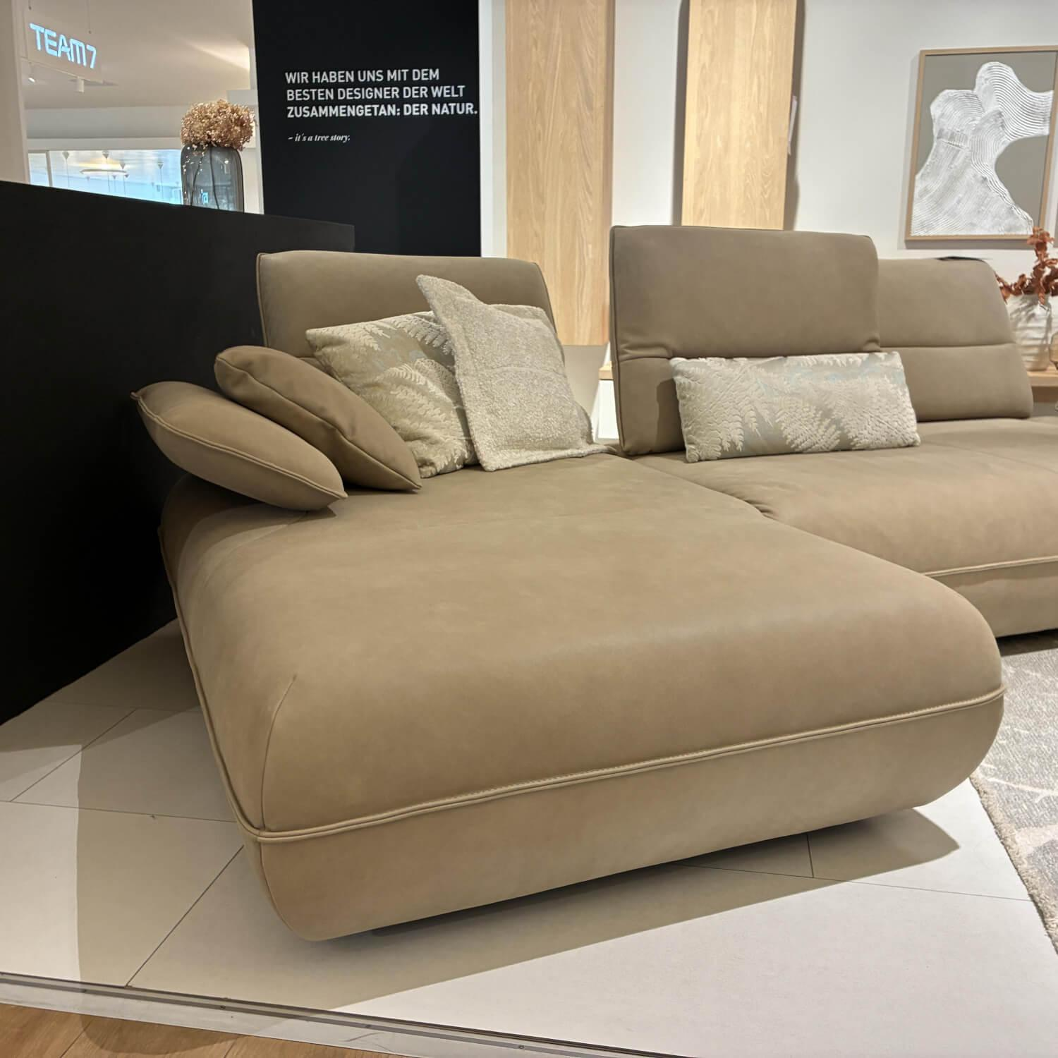 Koinor - Ecksofa Amy 2-Sitzer Leder A-India Jade Braun Füße Kunststoffgleiter - 6