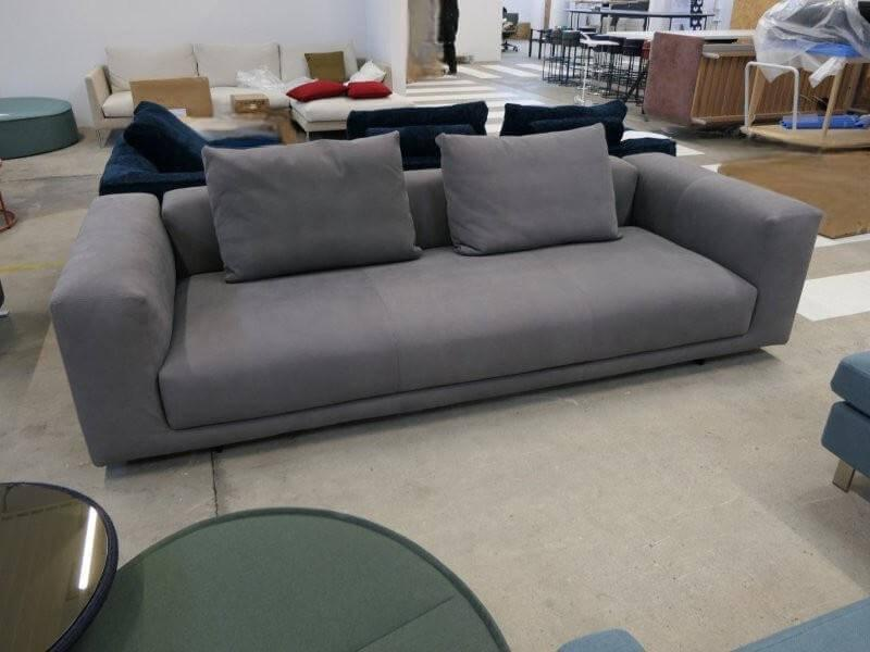 COR - Sofa Moss leather 681 graphite gray Frame F05 fine structure black Including back cushions - 6