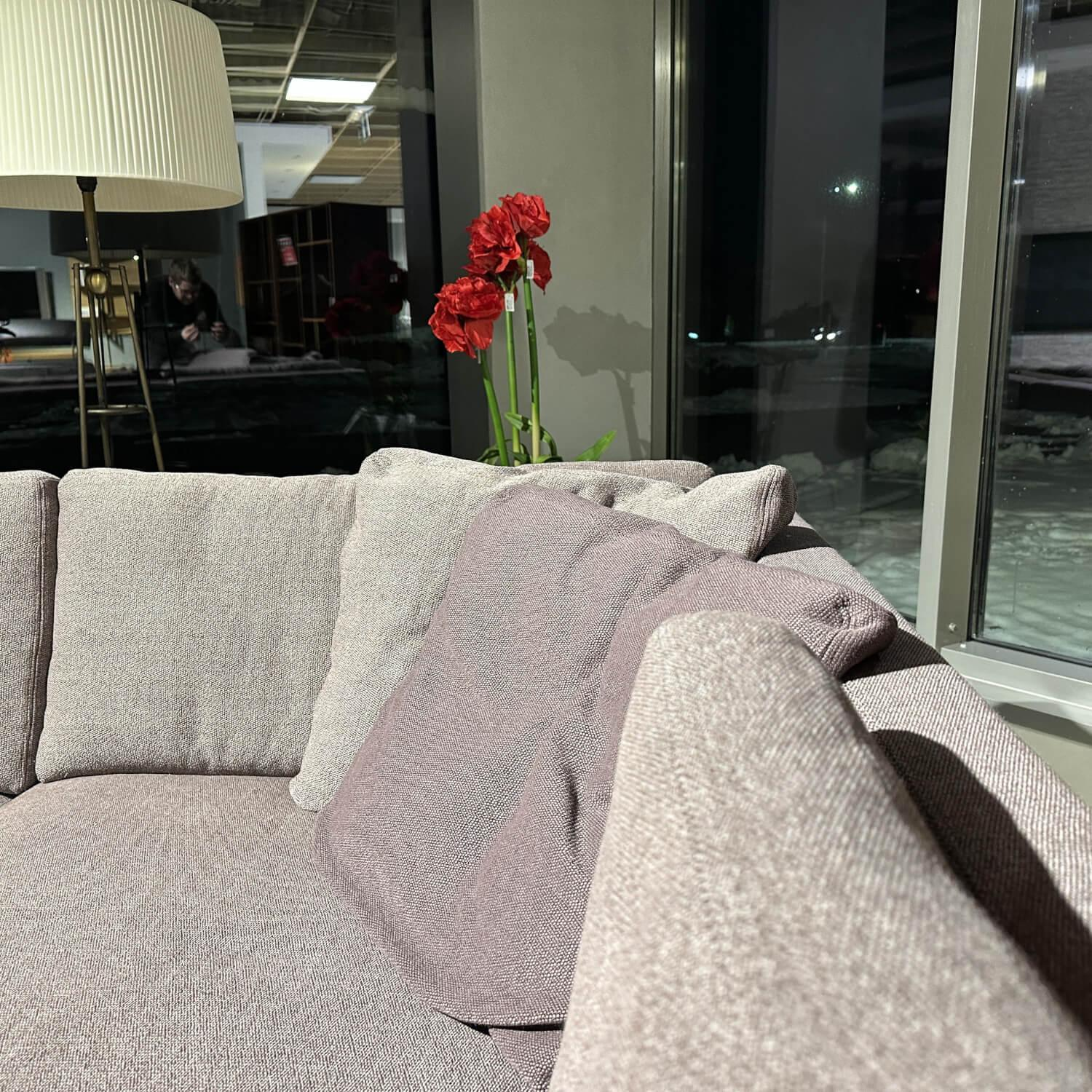 Werther - Ecksofa Skagen Stoff U 3255 K Tala Rosé Grau Rosa Gestell Chrom Glänzend Inklusive Kissen - 6