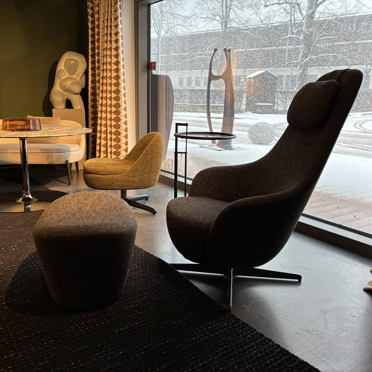 B&B Italia - Sessel Harbor Stoff 000TE Doppelte Nadelnaht Silente Schwarz mit Ottoman - 7