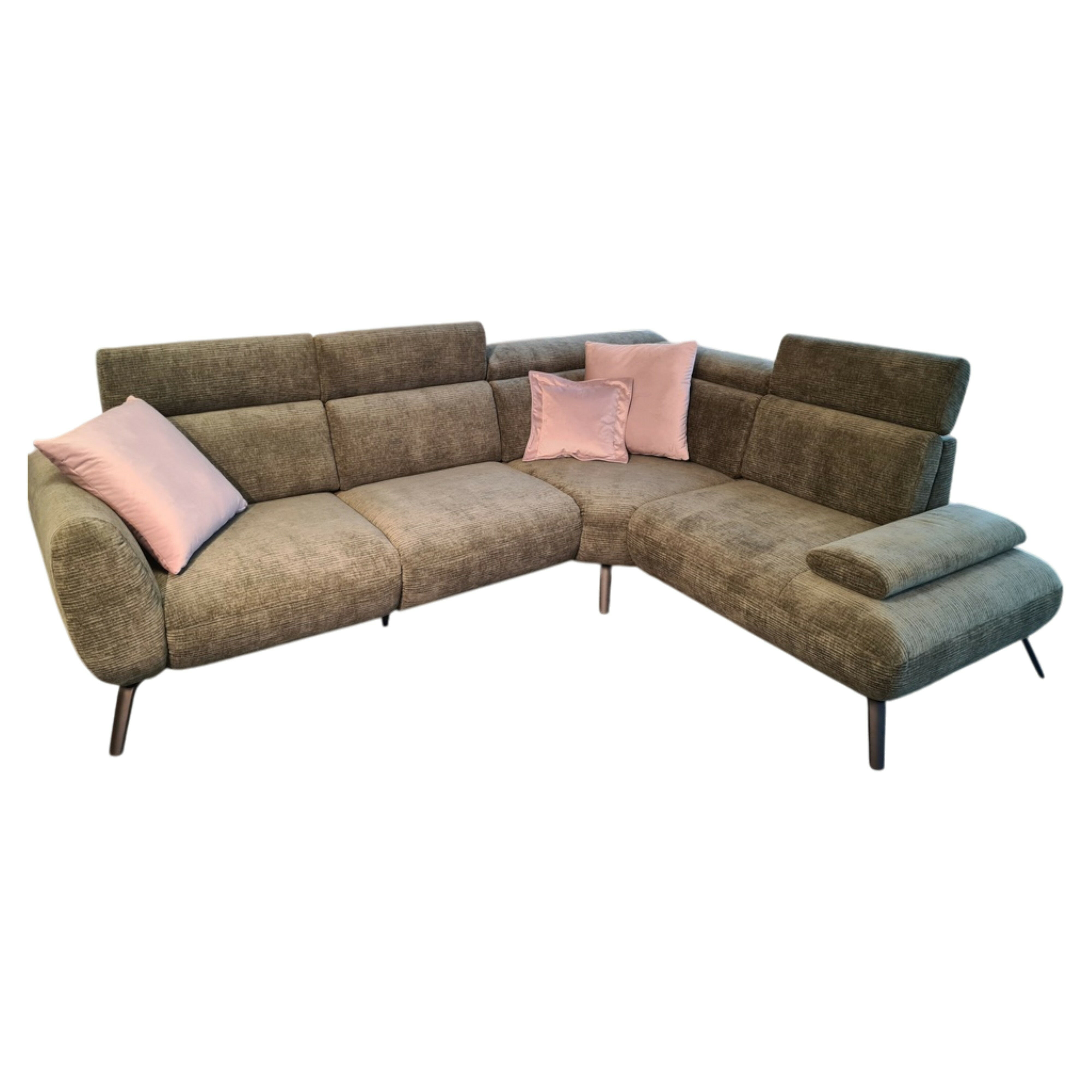 Poco - Ecksofa LS25 Basila Stoff Marubia Olive 07 Grün mit 3 Kissen - 1