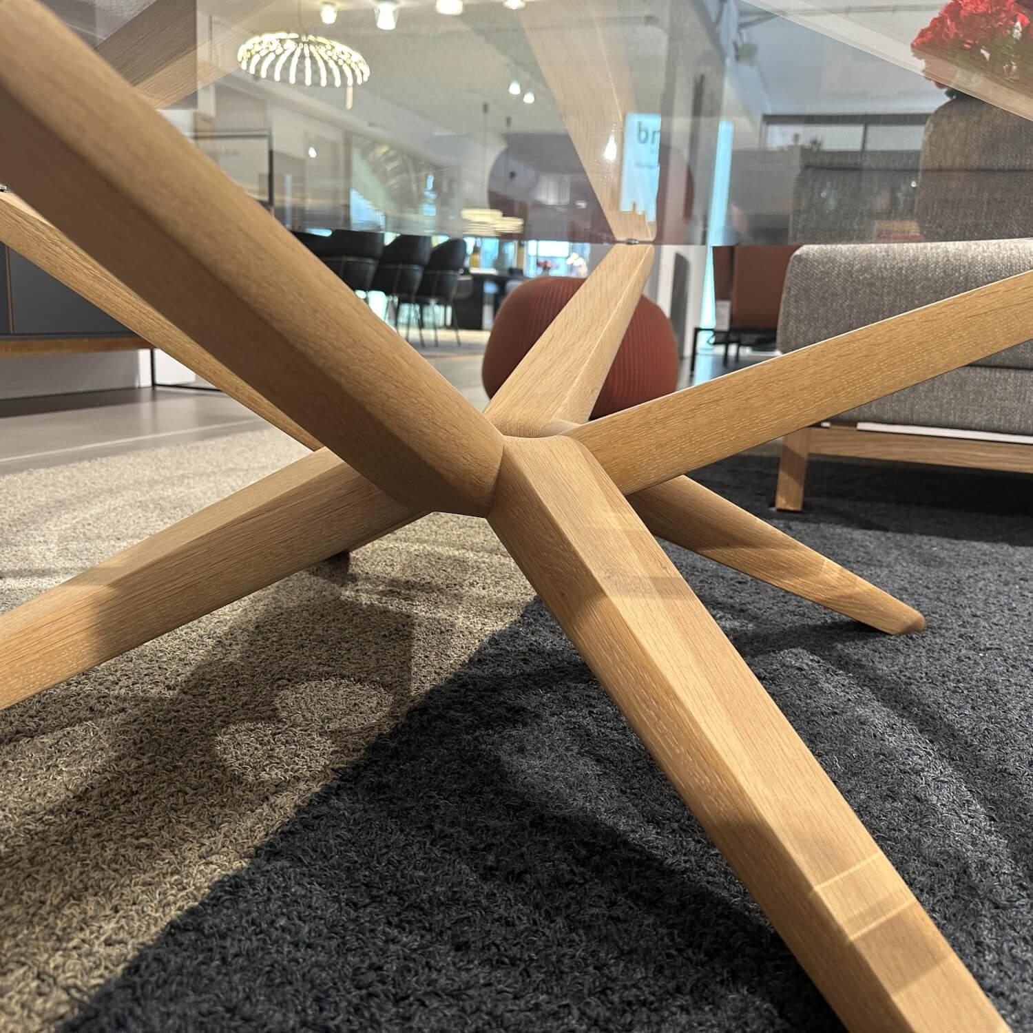 Team 7 - Couchtisch Stern Platte Klarglas Gestell Eiche Weißöl - 3