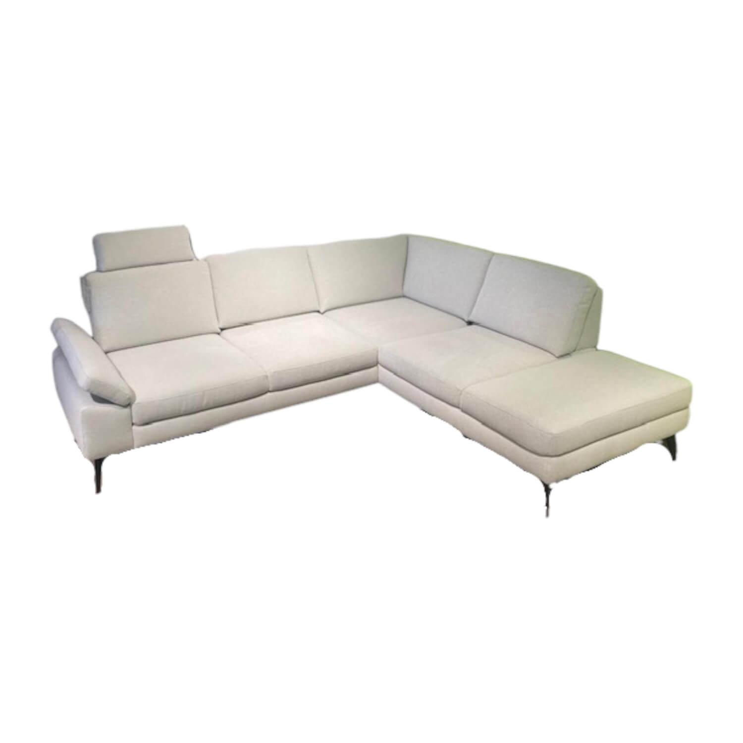 Natura - Ecksofa Houston Stoff 4 Carmen 01 Naturel Weiß Grau Gestell Metall Schwarz Pulverbeschichtet - 1