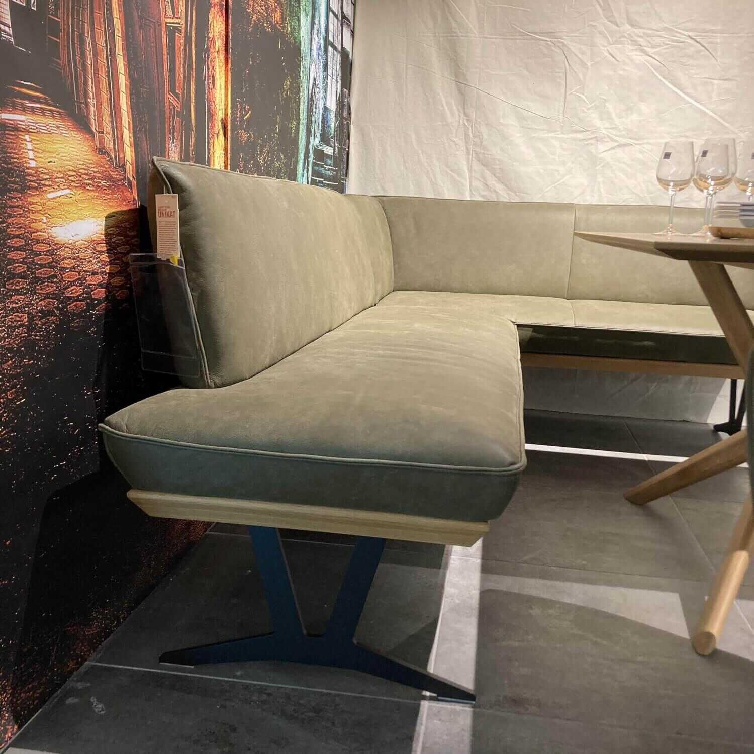 Essgruppe Eckbank Leder Grün Esstisch Eiche mit 3 Stühlen