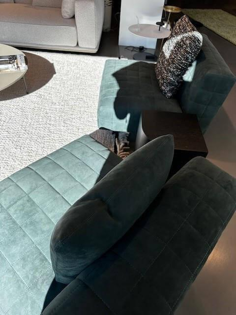 Minotti - 2er Set Sessel Twiggy Leder Nabuk 30 Malachite Grün Basis Aluminium Black Coffee Schwarz Braun Mit Beistelltisch - 4