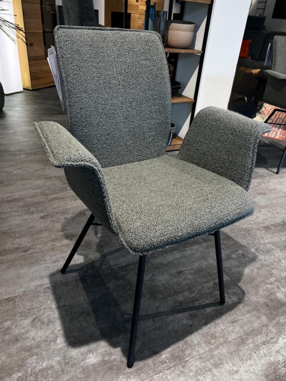 Raum.Freunde - Set of 2 Yanis armchairs Fabric Alpine ALP203 Thyme Grey Frame Anthracite Black - 4