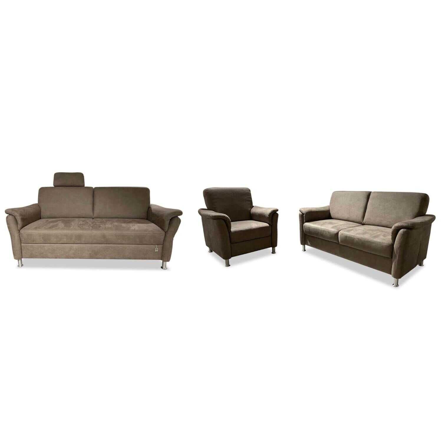 Ponsel - Garnitur S266 System 10 Stoff Beige Anthrazit 2 Sofas 1  Sessel - 1