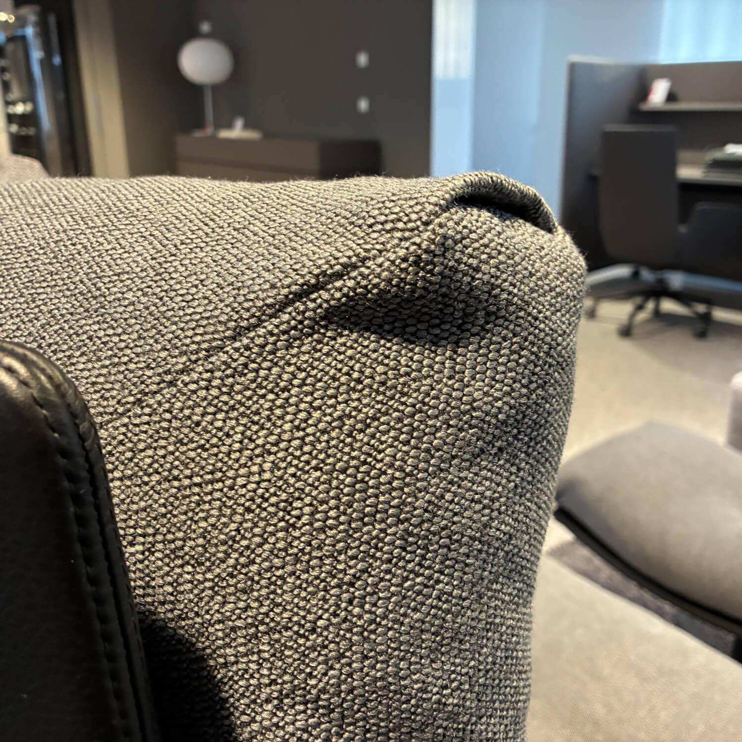 COR - Sessel Cordia Lounge 53111 Sitz Stoff 9131 Grau Rücken Leder 286 Schwarz Gestell F05 Schwarz Mit Hocker - 7