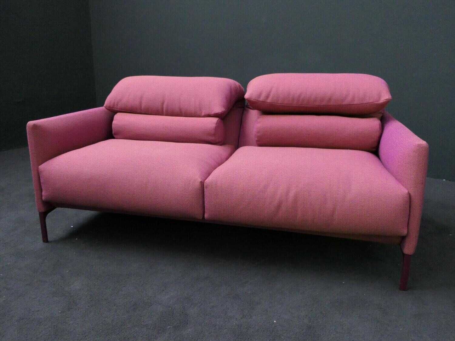 Sofa Avalanche Stoff 100 Violett-Orange mit 2 Kissen und Verstellfunktion und Hocker