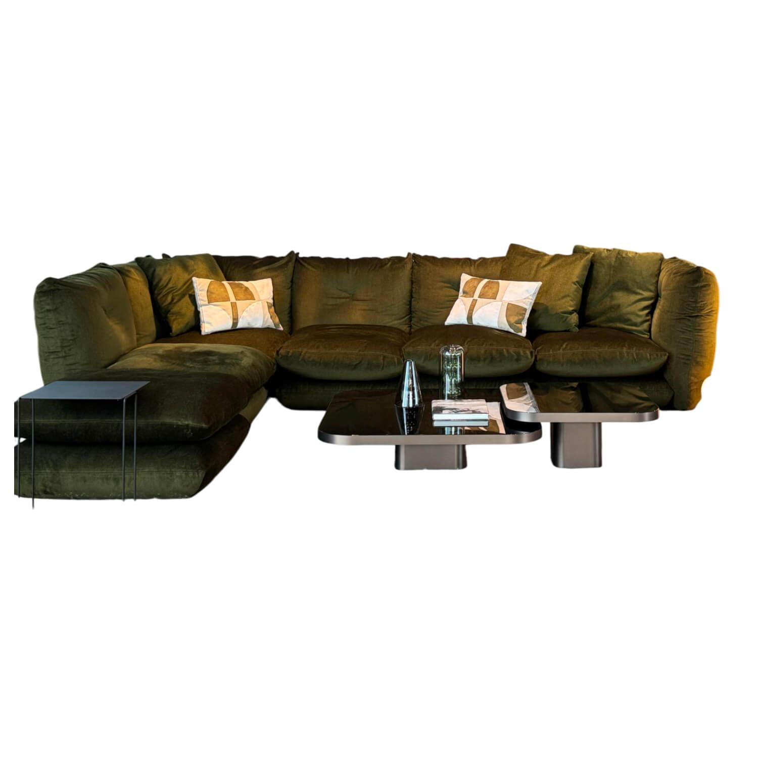 Knoll International - Ecksofa Perron Pillo Stoff C Grün Olive ohne Dekokissen - 1