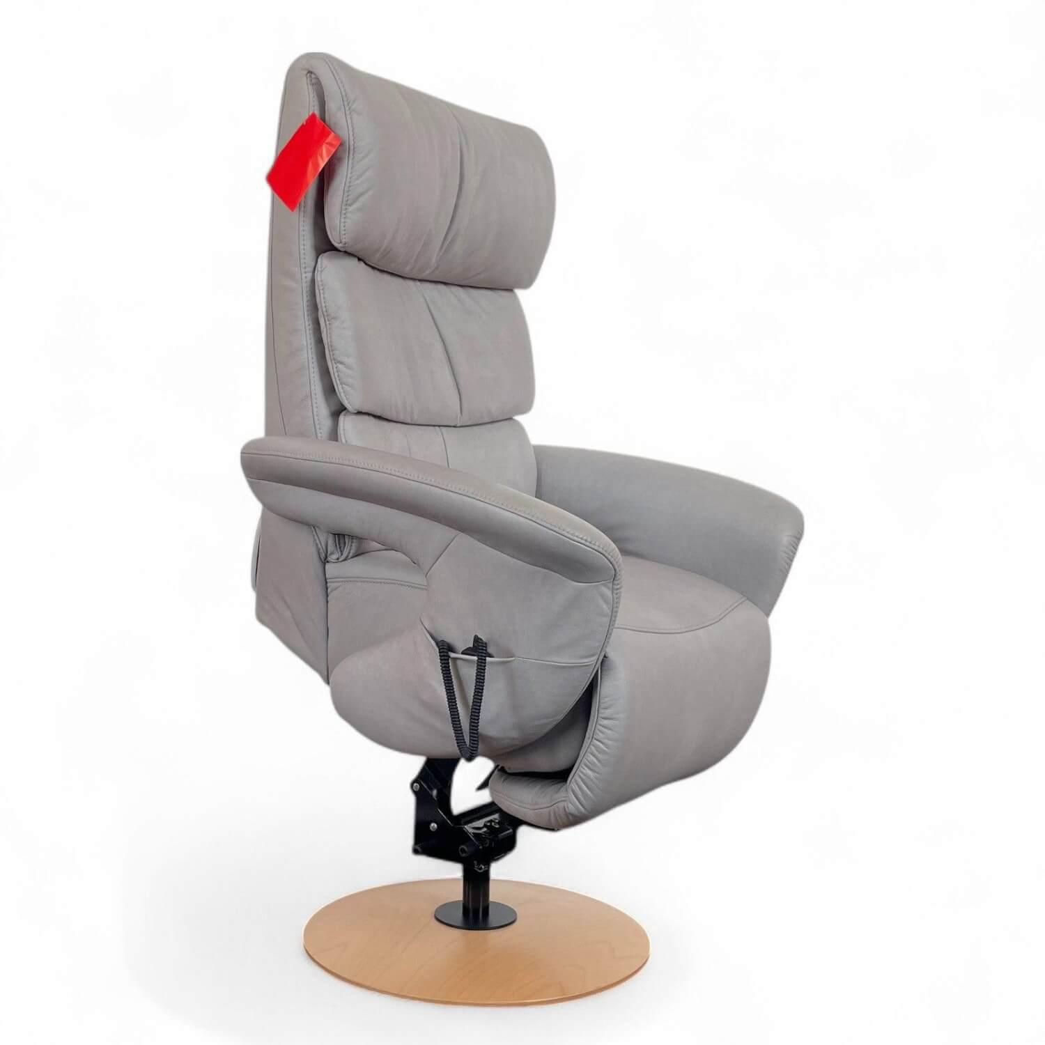 himolla - Relaxsessel 7428 Easyswing L Leder Nappa Soft Asche Grau Holzteller Buche Motorische Verstellung Mit Aufstehhilfe - 5