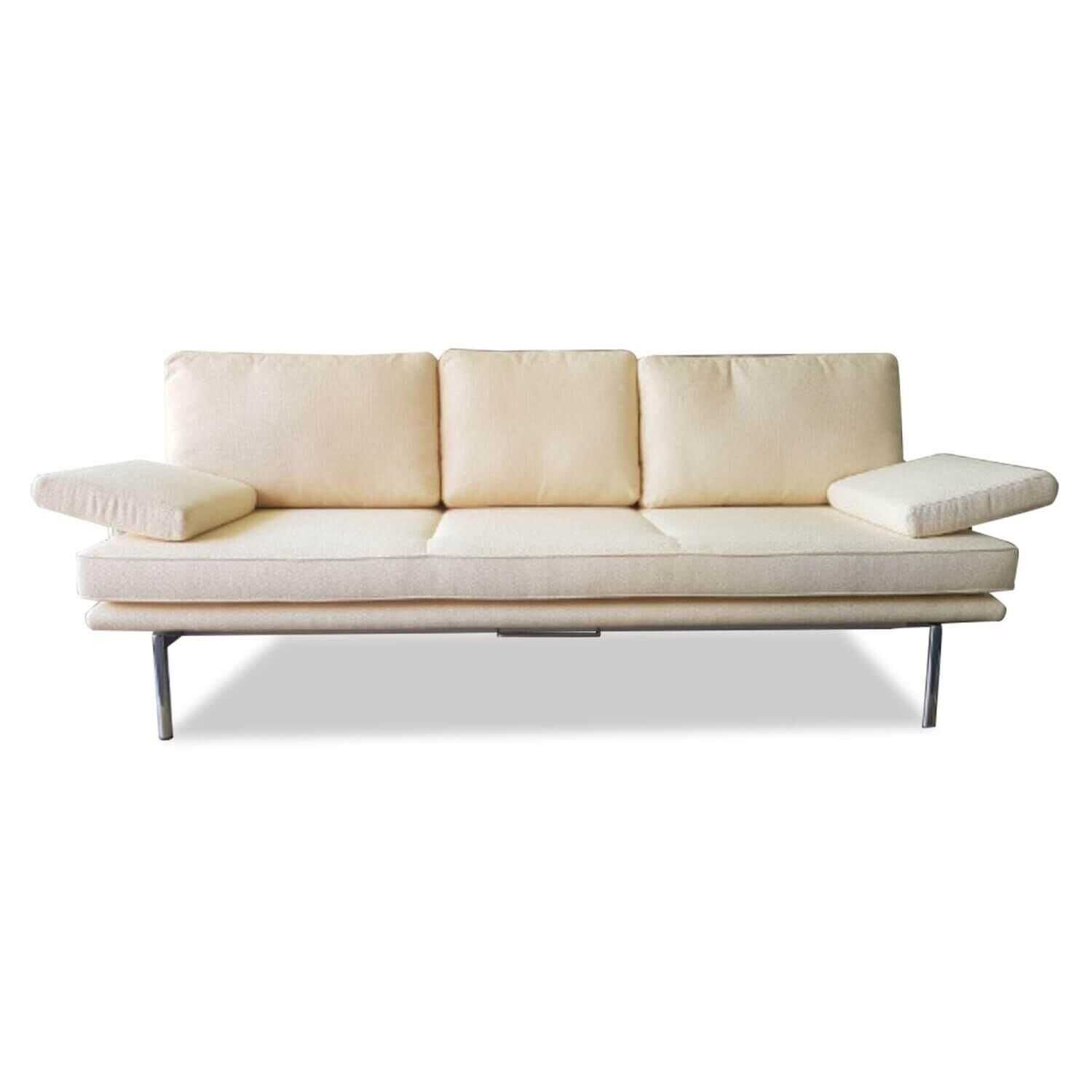 Sofa Living Platform Stoff Creme mit Funktionsarmlehnen