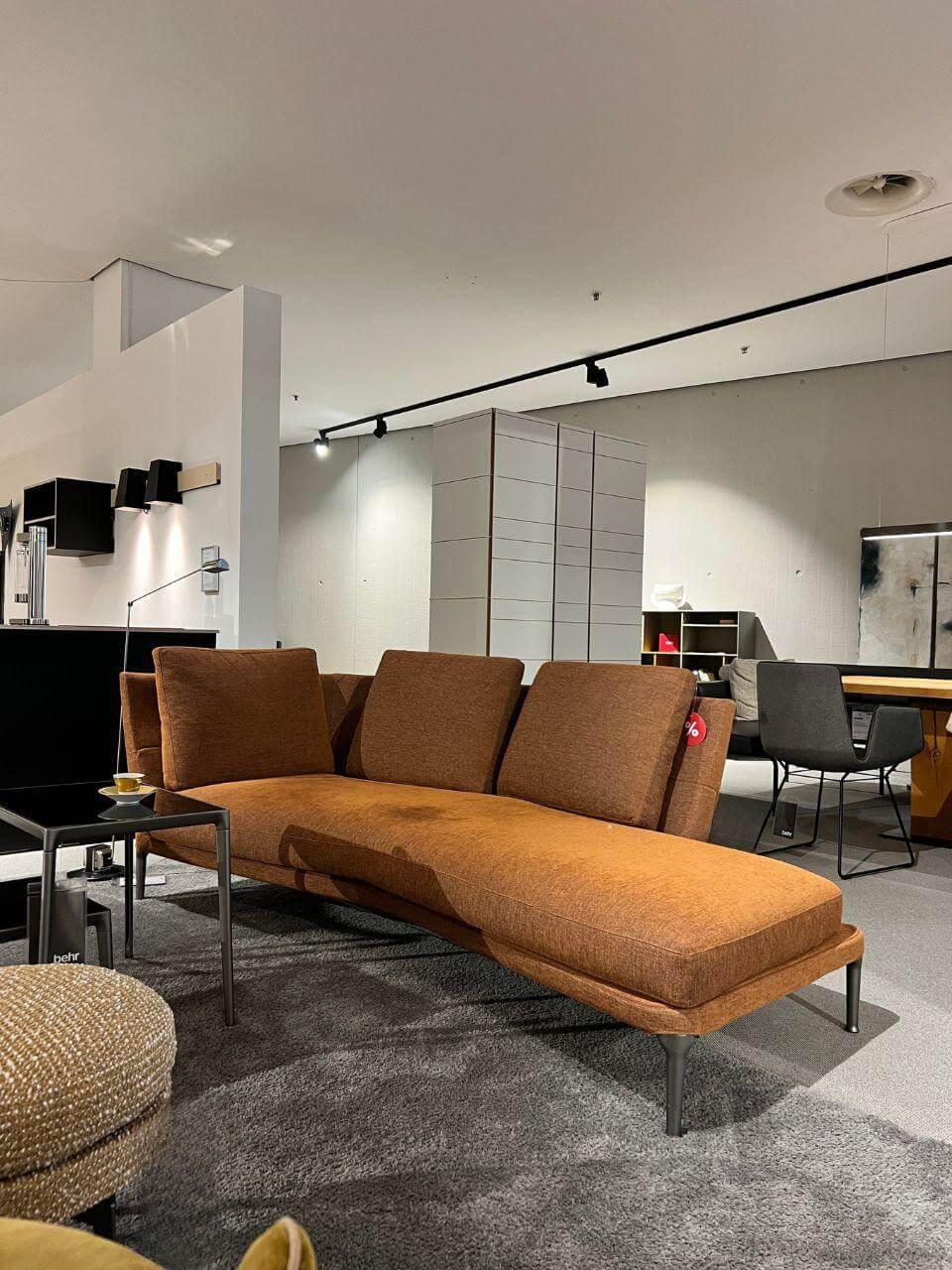 B&B Italia - Chaiselongue Stoff Emily Tabak Naht Schokolade Füße Lackiert Zinn - 6