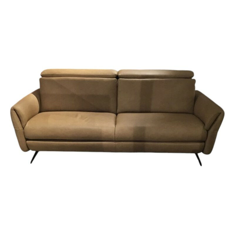 Steinpol - Sofa Penzin Leder Evita Honey Braun Gestell Metall  Schwarz Matt  Mit Kopfteilverstellung  - 1
