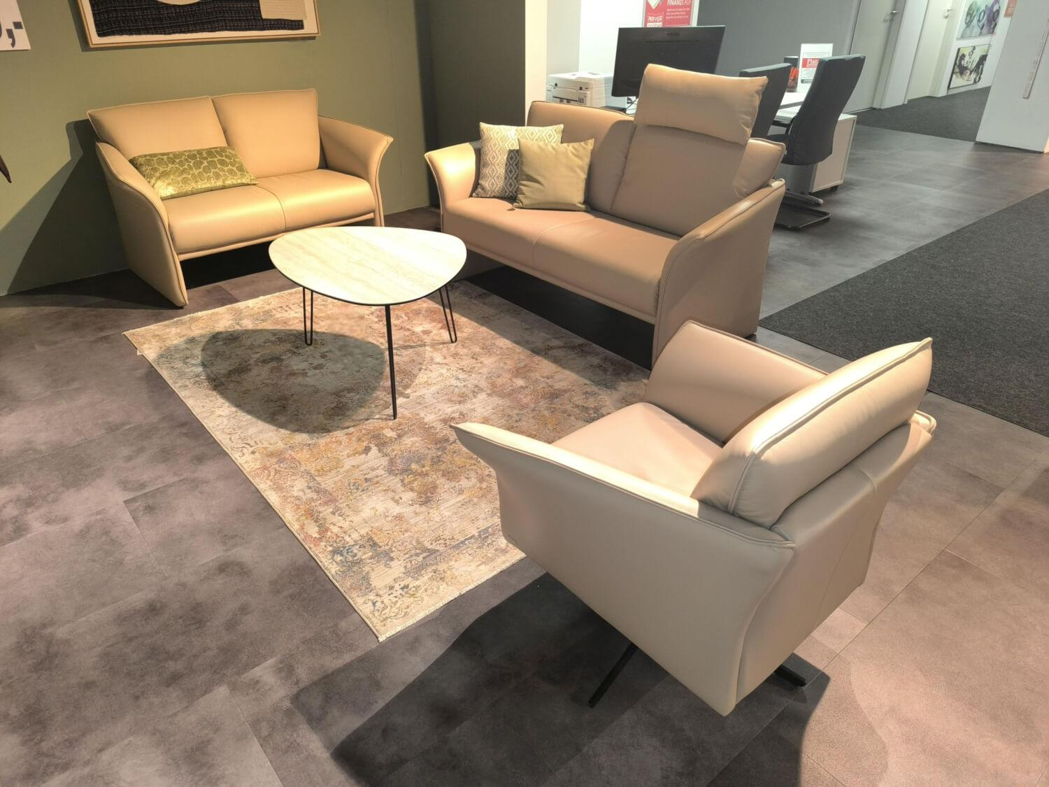 Koinor - Polstergarnitur Wendy Leder X Happy Almond Braun Beige Fuß Metall Schwarz Matt - 5