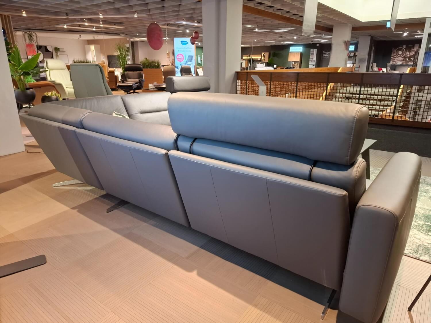 Stressless - Ecksofa Stella Leder Paloma Metal Grey Grau Gestell 40 Chrome Mit Kopfstützen - 6