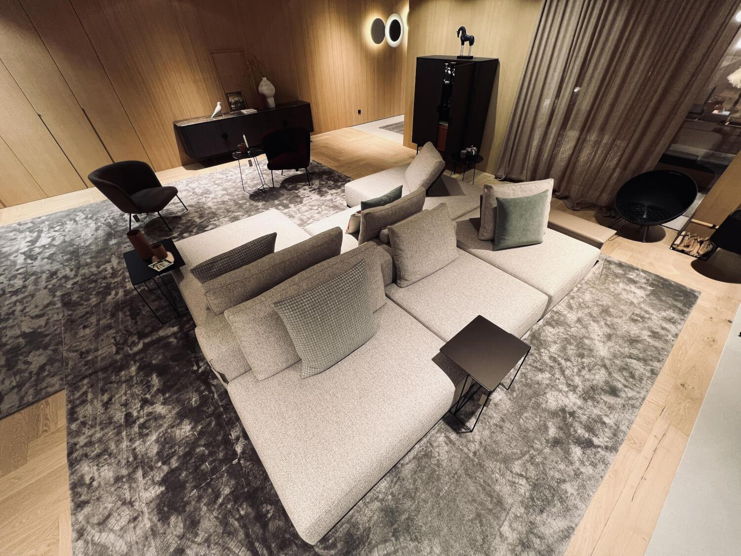 Poliform - Sofa Westside Stoff D Micene 09 Sabbia Beige Basis Nickel Matt Brown Braun Inklusive Kissen - 9