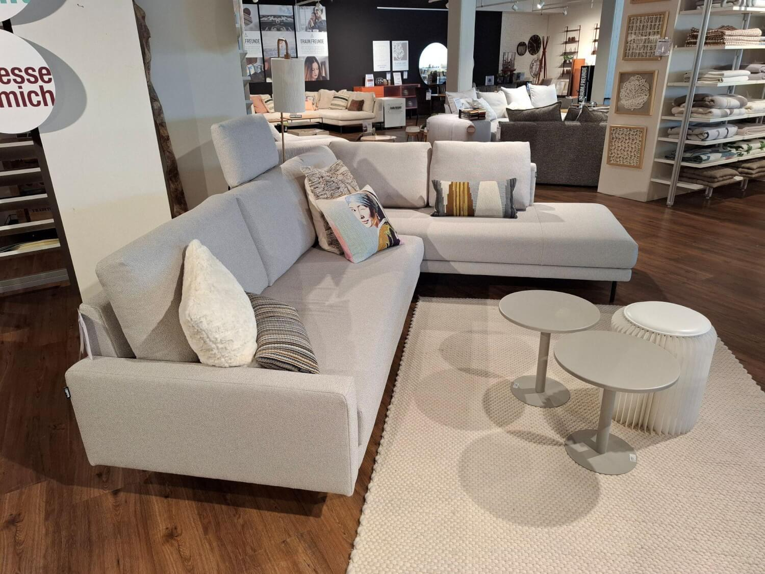 freistil Rolf Benz - Ecksofa freistil 170 Stoff 4046 Steingrau Rundrohrfuß Tiefschwarz - 2