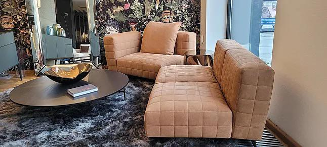 Minotti - Garnitur Twiggy Leder Nabuk 12 Curry Braun Orange Gestell Metall Black Coffee Braun Lackiert - 3