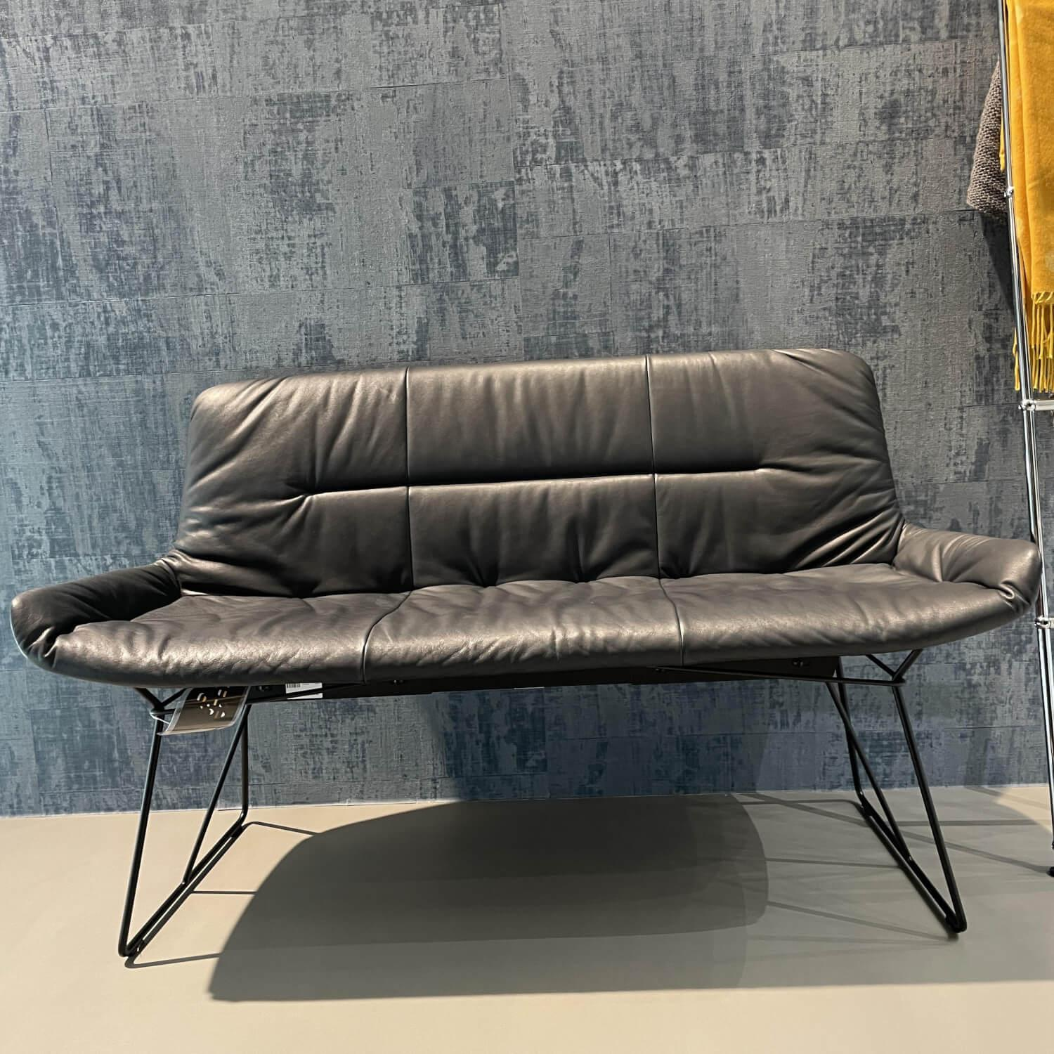 Freifrau - Sitzbank Leya Leder Opium 80006 Carbon Gestell Drahtgestell - 6