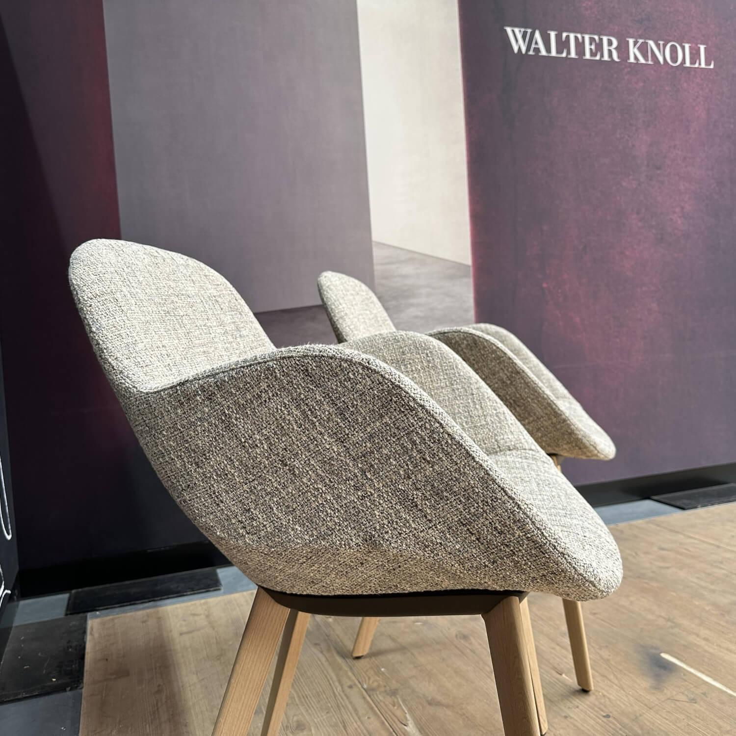 Walter Knoll - 2er Set Armlehnstuhl Sheru Bezug Stoff Sorel 7871 Smoke Quartz Grau Füße Eiche Weiß Pigmentiert Geölt - 4