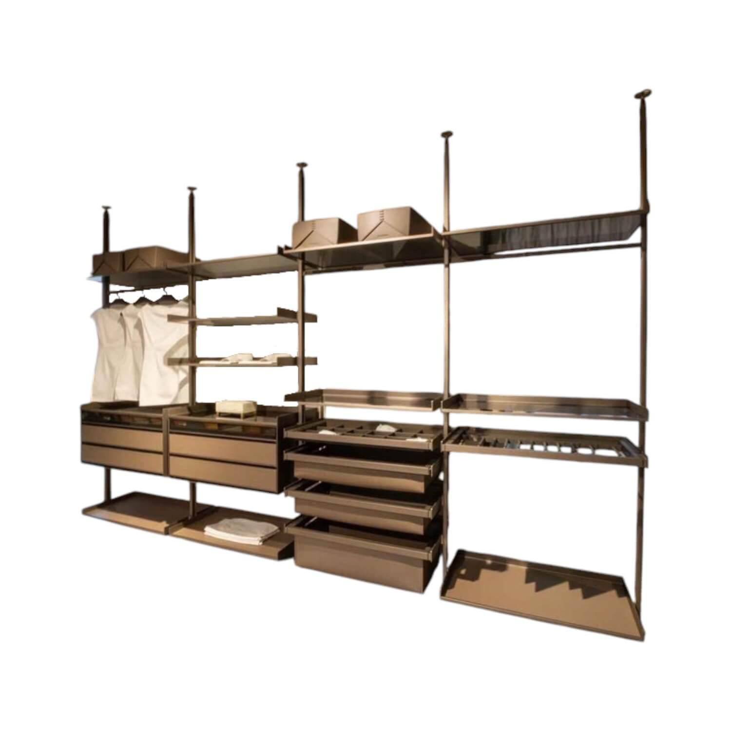 Rimadesio - Kleiderschrank System Zenit Glas Grigio Transparente Grau Struktur Bronzo Bronze Mit Beleuchtung - 1