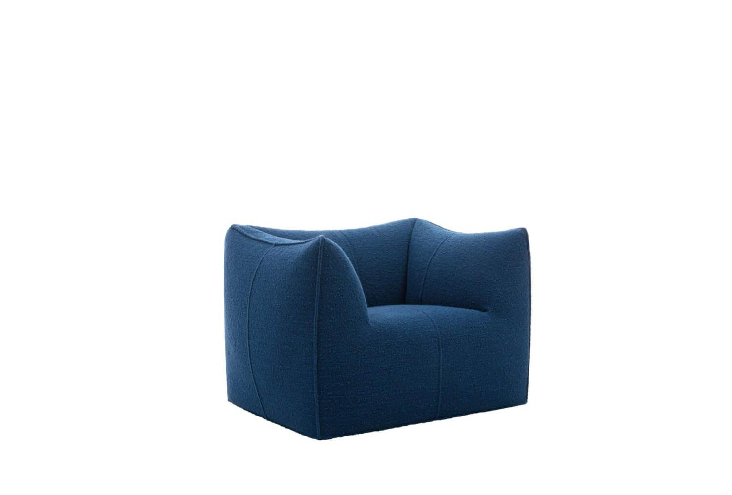 B&B Italia - Sessel La Bambole Bambola Stoff Bouclè Sila Bluette Blau Gestell Polyethylen Fußabdeckung Nylon - 5