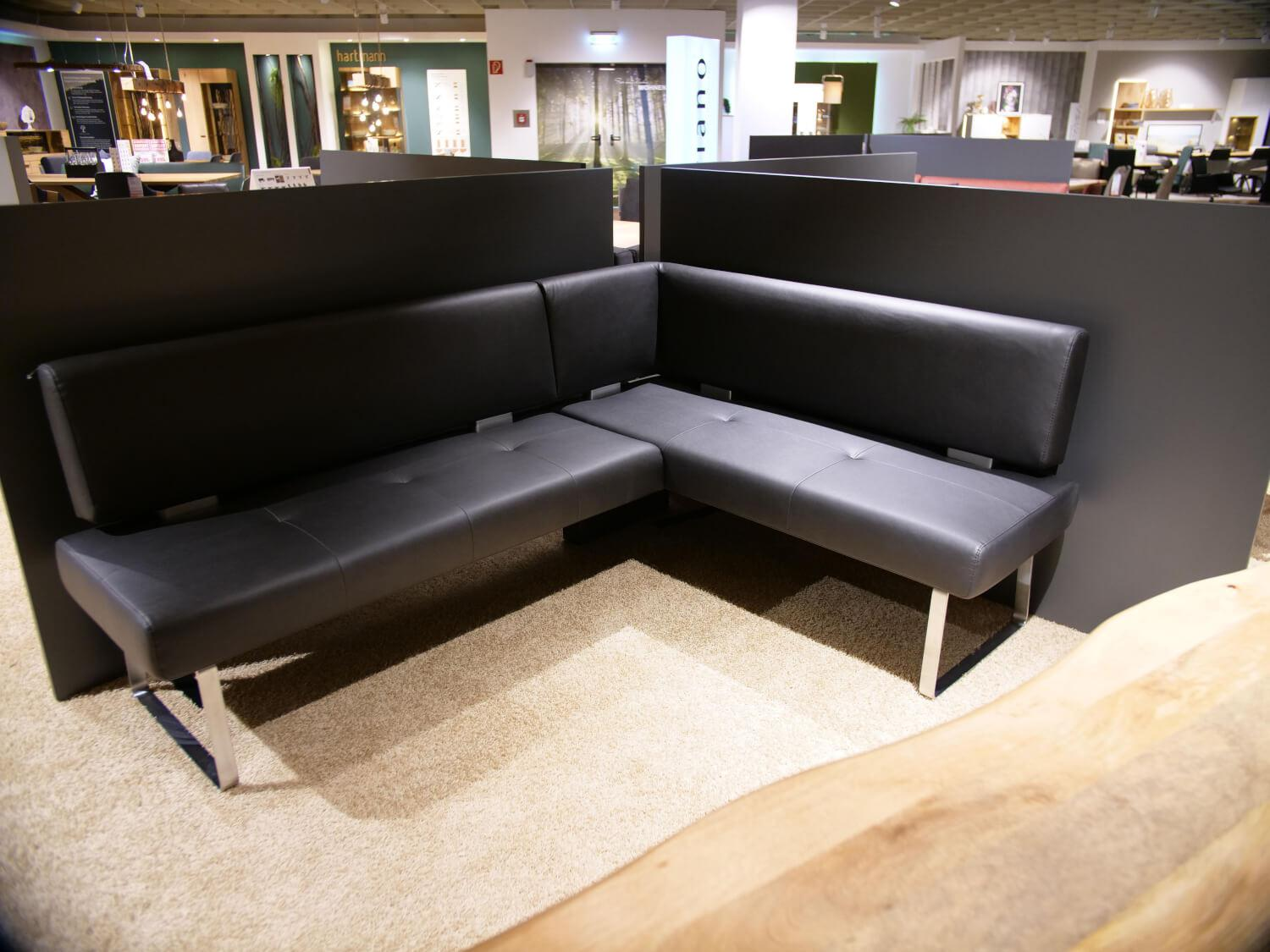 K+W - Eckbank Variano Ladoga 4411 UX Stoff 0925 81 Black Schwarz Fuß Edelstahl 2309 Gebürstet - 5