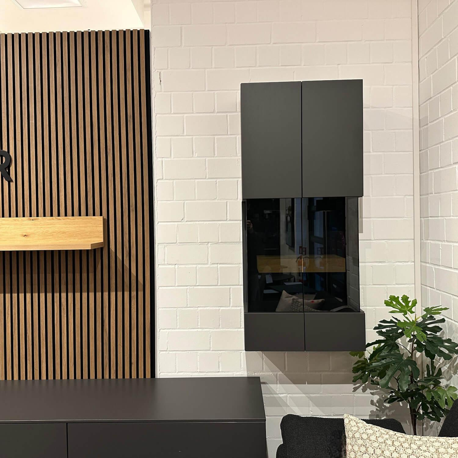 Loddenkemper - Wohnwand Minos 9806 Lack Schiefergrau Matt Absetzung Balkeneiche - 5