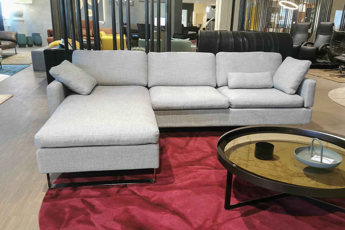 Brühl - Ecksofa Alba Stoff 4459-60 Hellgrau Gestell Metall Verchromt Glänzend mit Kissen - 5