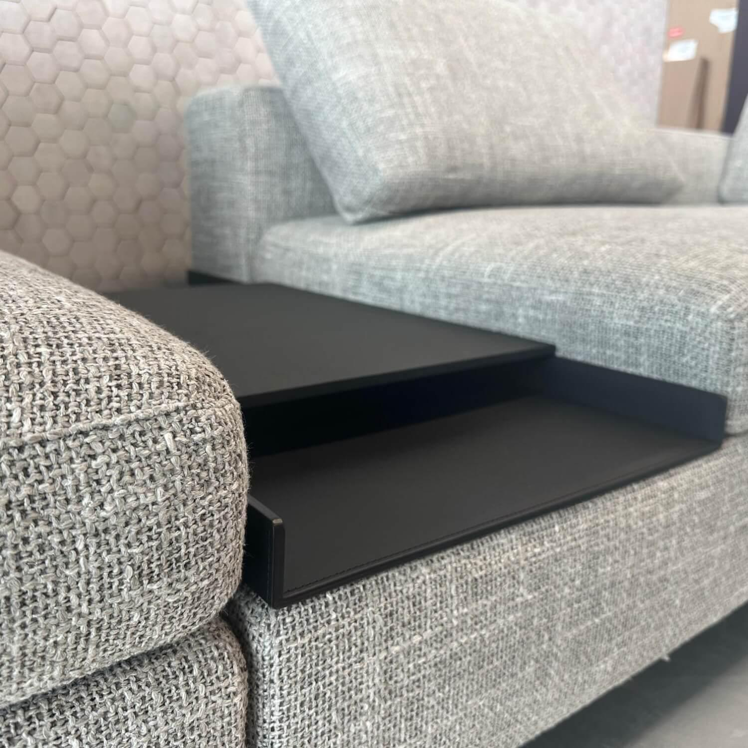 Walter Knoll - Ecksofa Living Landscape 755 Stoff Weave 7755 Shadow Grau Beige Sockel Buche Schwarz Lackiert Mit Kunststoffgleitern - 4