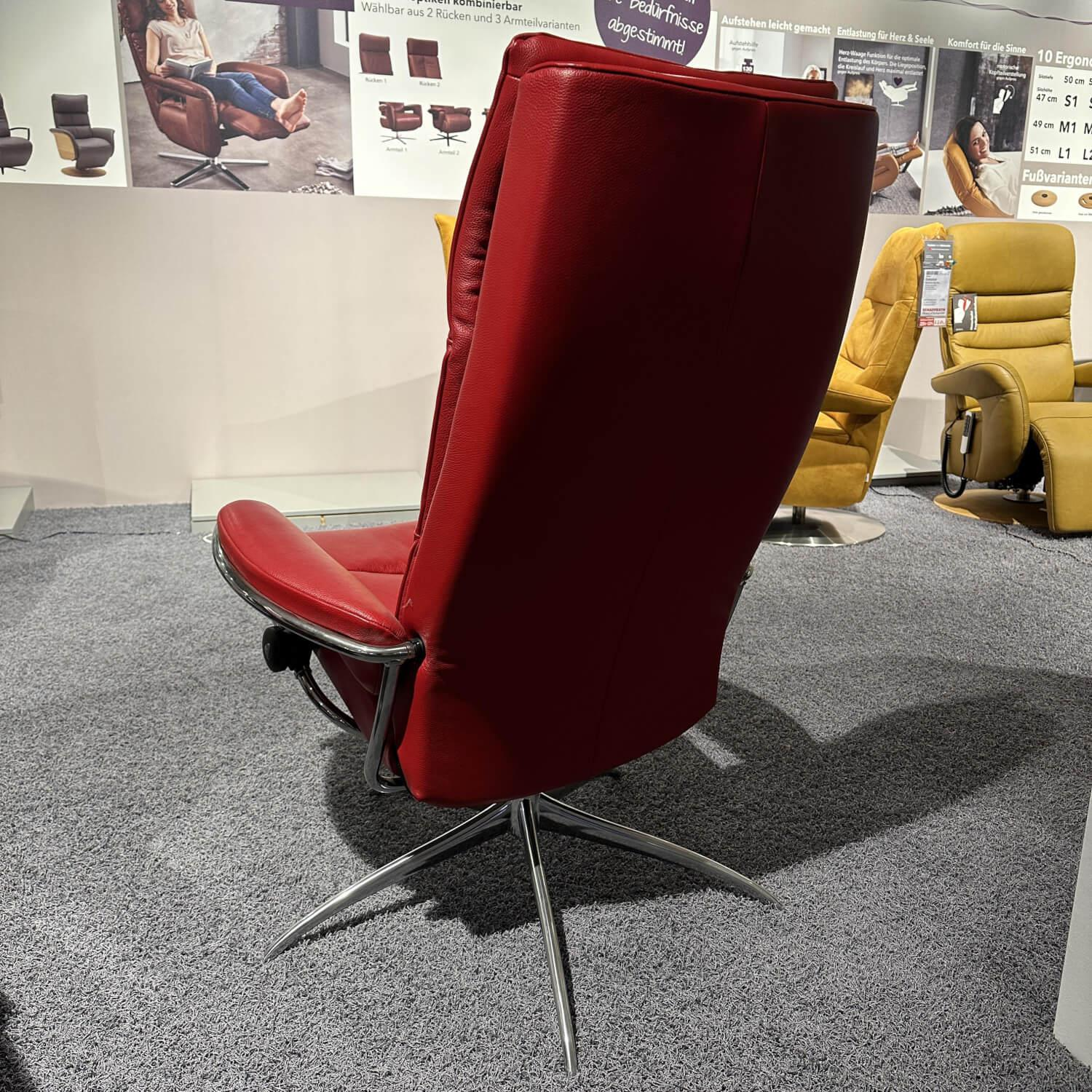 Stressless - Sessel Mit Hocker Tokyo R In Leder Cori 091 Brick Red Rot 09160 Untergestell Starbase Chrom - 3