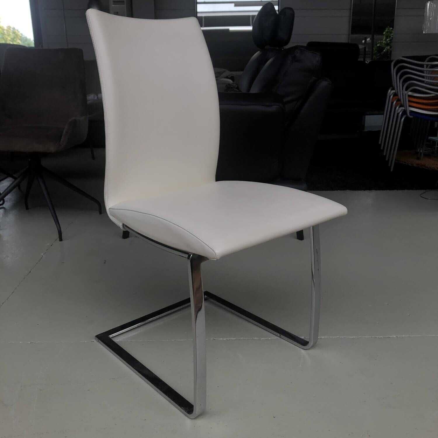 Stuhl Swing 195 Leder Soft Weiß Gestell Verchromt ohne Armlehne