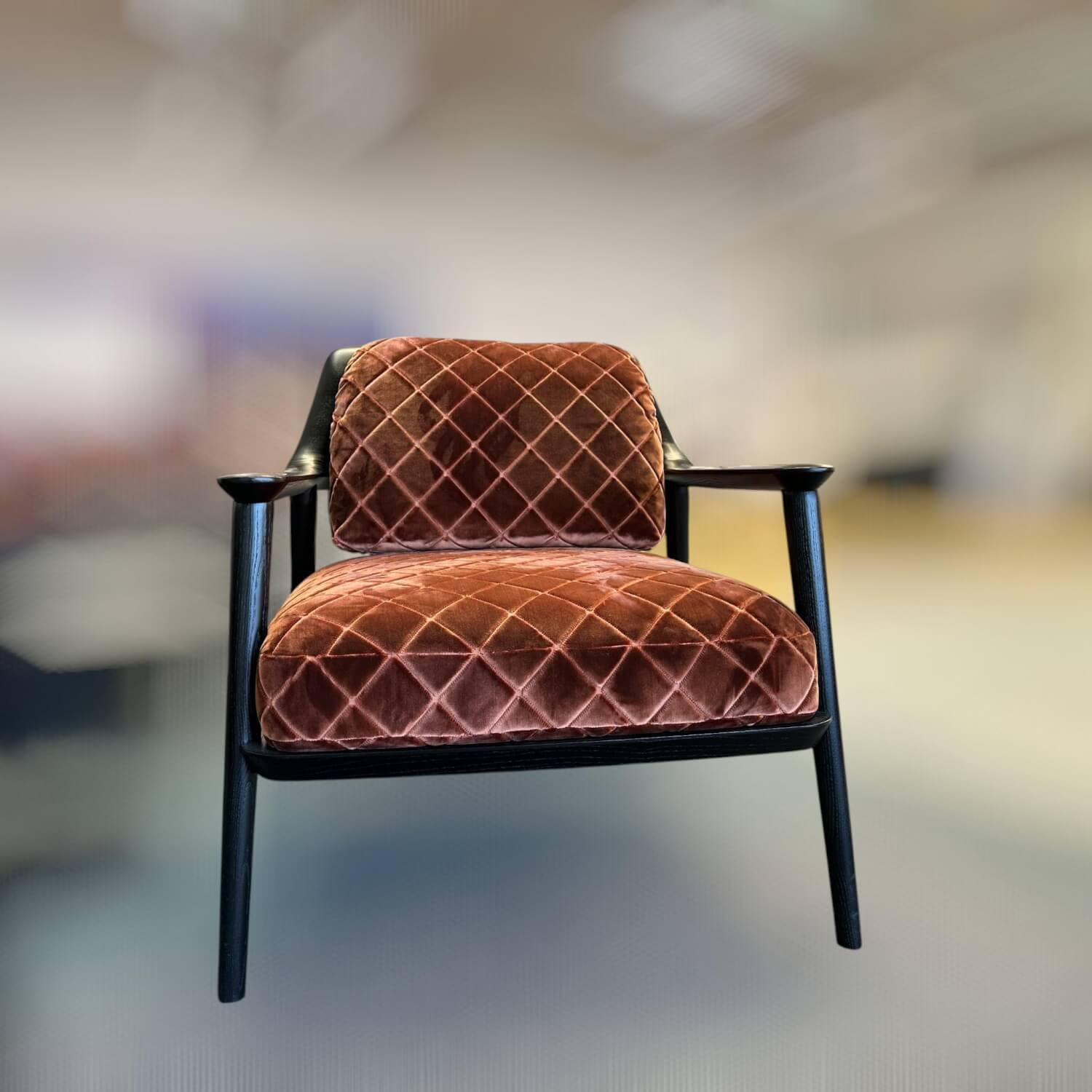 Bielefelder Werkstätten - Sessel Gatsby Stoff JAB Viscount JA3017-061 Orange Braun Füße Holz Schwarz Gebeizt - 10