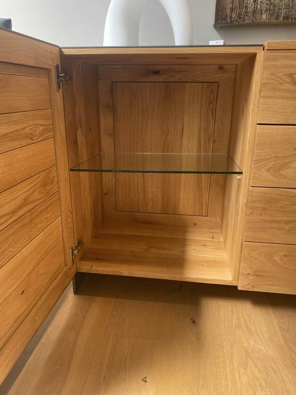 Scholtissek - Anrichte Tratum Knorrige Eiche Natur Geölt Und Glas Dunkelgrau Matt - 4