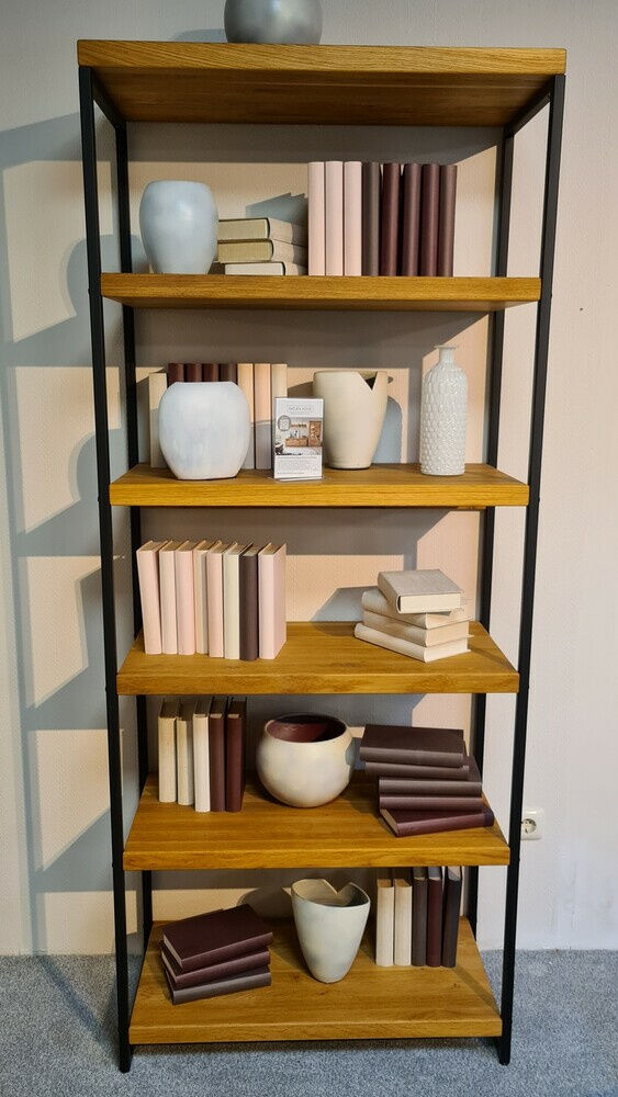 Natura - Regal Farmingdale Eiche Massiv Natur Geölt Gestell Metall Schwarz - 2