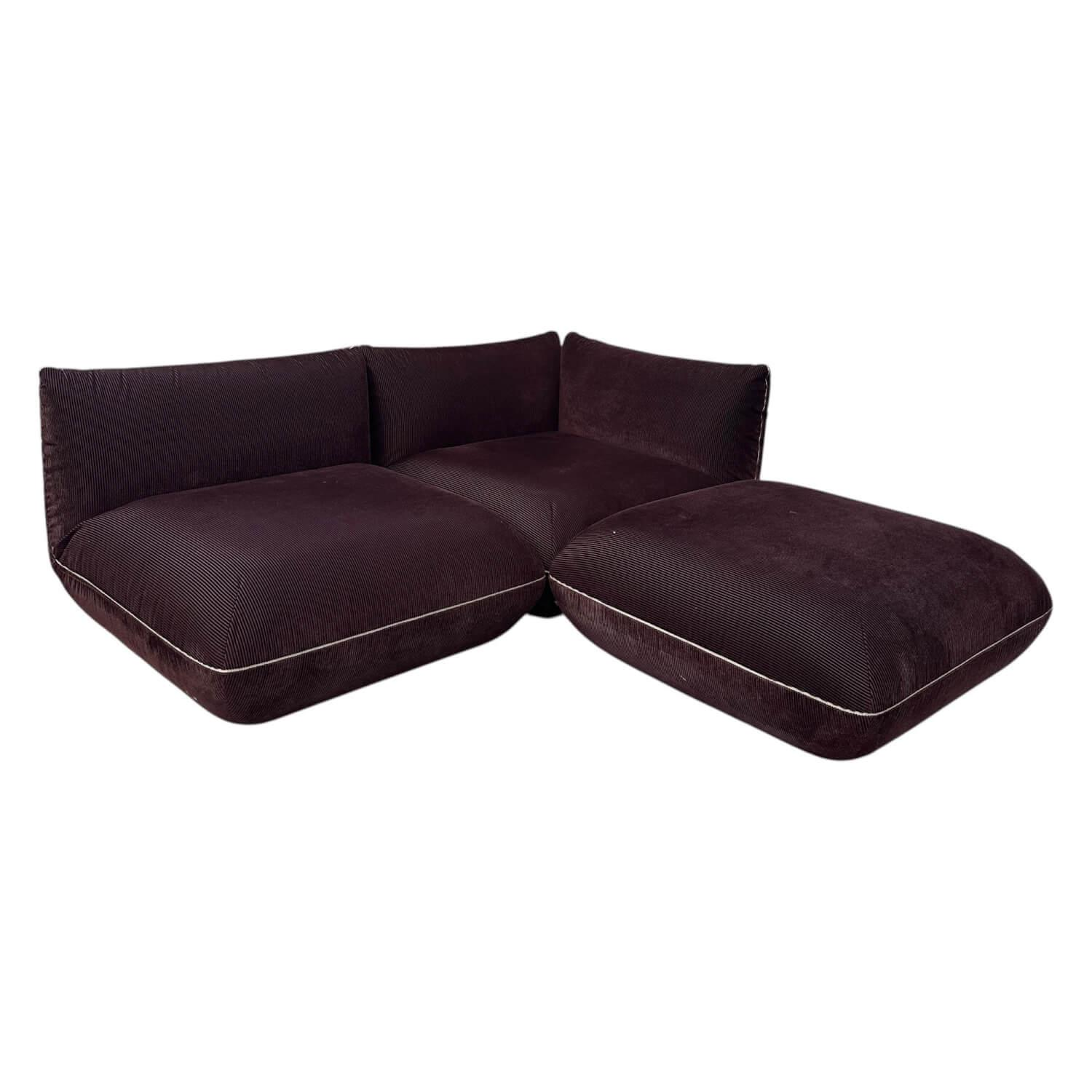 COR - Sofa Jalis 21 Stoff 9074 Merlot Rot Nahtband 5095 Kitt - 1