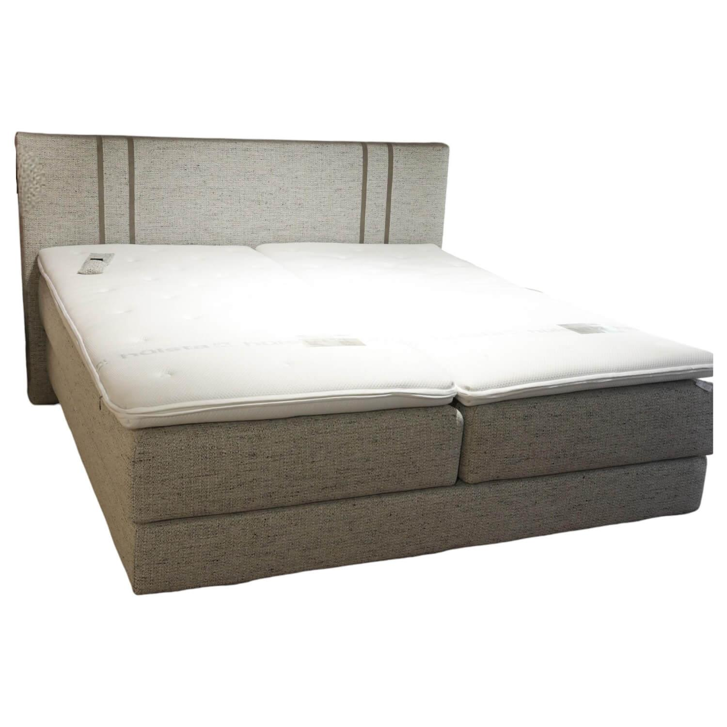 Hülsta - Boxspringbett 2251852 Flachgewebe M256 Beige Grau Keder M 318 Velours Hellbraun Füße Schwarz Struktur - 1